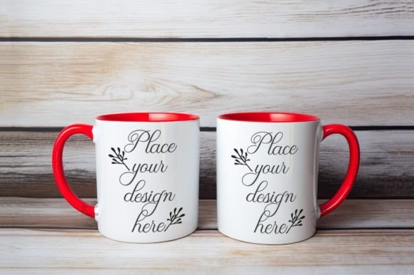 Download 2 Mug Mockup Double Red Accent 11oz Cup - Mug mockup Collection